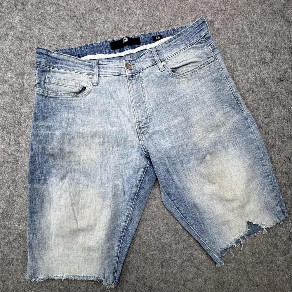Jordan Craig Shorts Mens 38 Blue Denim Bermuda Distressed Raw Hem SEAN Cutoff